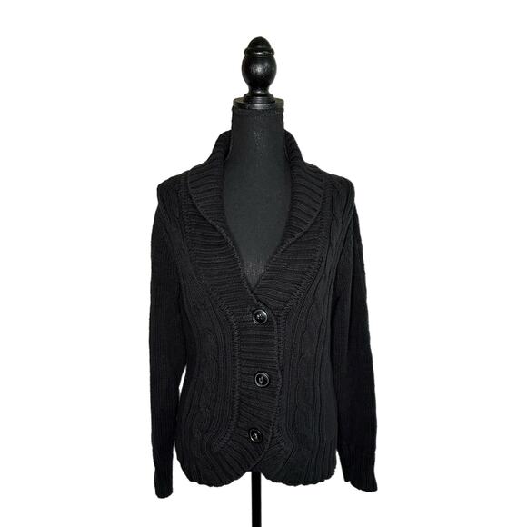 Croft & Barrow Black Button Up Sweater Cardigan, Large, Pre-Owned - Picture 1 of 5